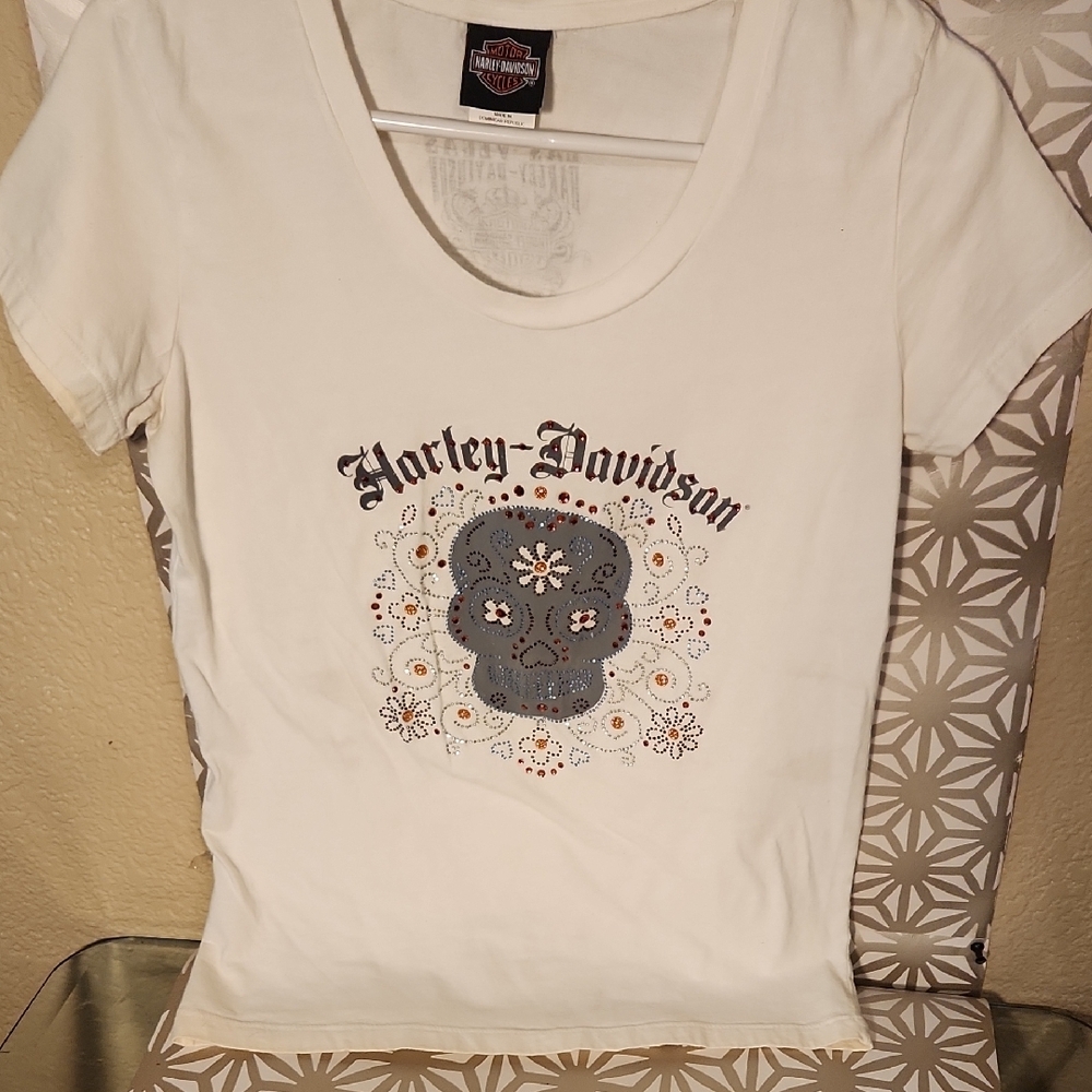 Harley-Davidson Black and White Fitted Graphic Tee